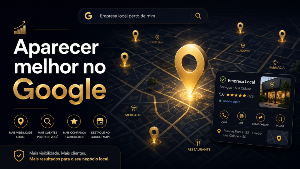 Imagem conceitual sobre empresa local aparecendo melhor no Google e no Google Maps