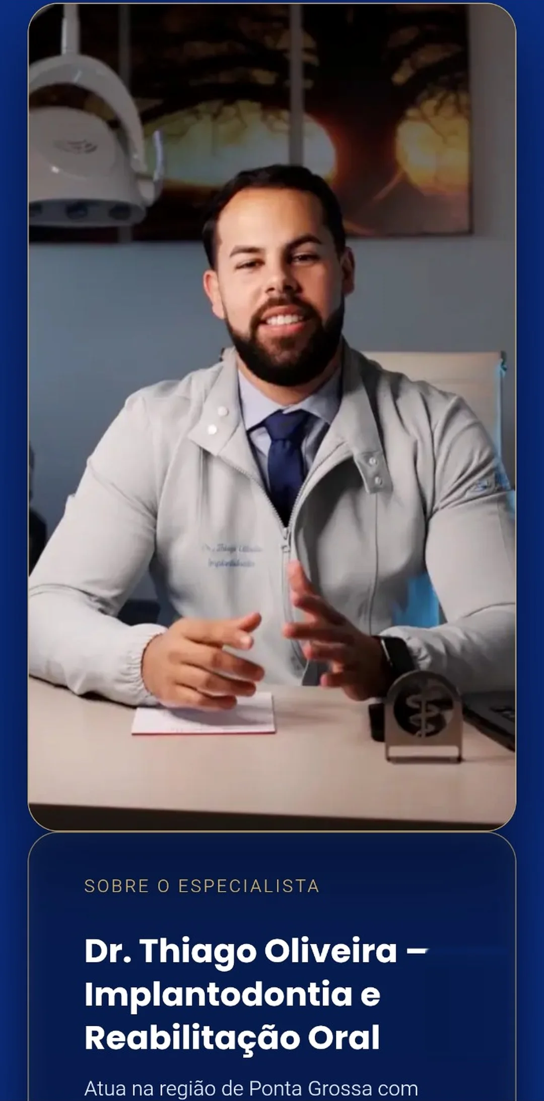 Site criado pela W Studio para Dr. Thiago Oliveira, especialista em implantodontia